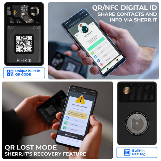 Rolling Square Aircard - Bluetooth Tracker Item Finder, NFC Tag + QR Code Business Card, Compatible with Apple Find My, Locator for Wallets, Luggages, Backpacks, Battery Life 2.5y, Ultra Slim 2.2mm