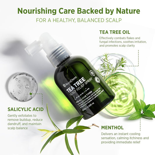 Tea Tree Scalp Relief Spray: Leave-In Scalp Care for Dry, Flaky, and Itchy Scalp - Tea Tree Oil Formula for Dandruff, Comfort, Hydration, and Balance - Conditioning Support for Women & Men