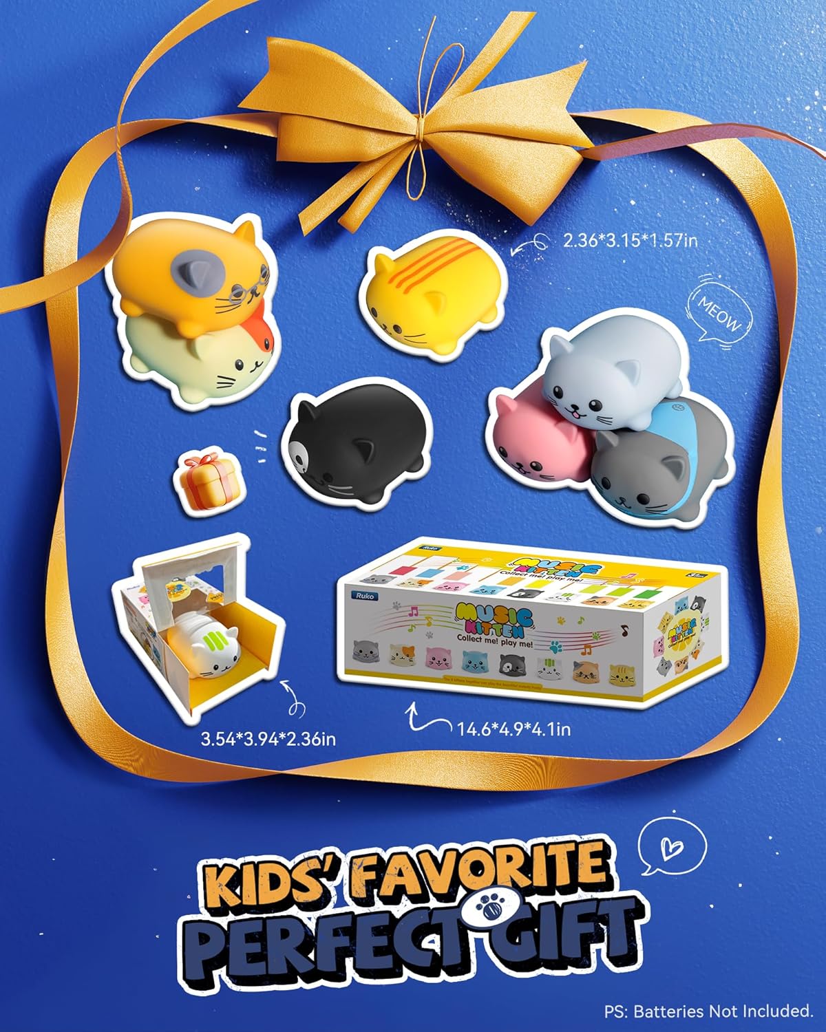 Ruko 1701 Cat Toys Kids Keyboard with Cute Meow Tone, Musical Kittens Music Cat Touch Play Music Scale, Fun Toy for Boys & Girls Age 3 4 5 6 7 8 9, Educational Instrument (8Pcs)