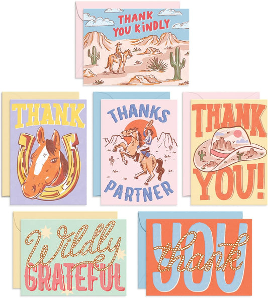 Thank You Cards with Envelopes - Blank Stylish sheets for Handwritten Messages - Set of 24 decor notes and covers - Assorted Greeting Cards with Stylish Color Envelopes to Mix & Match