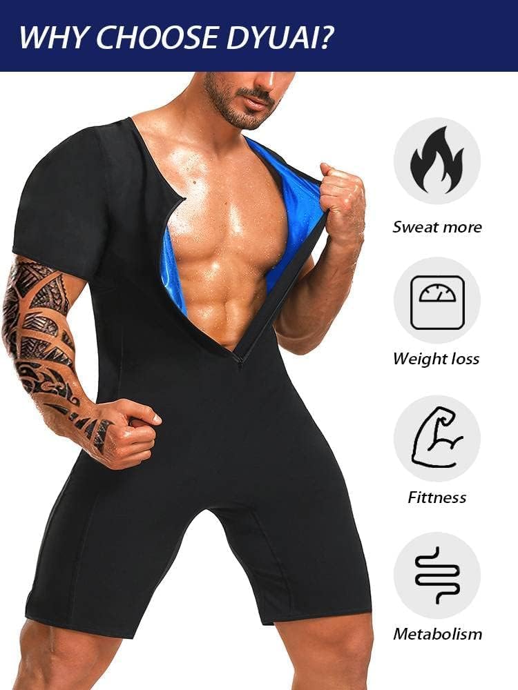 SIZE MEDIUM Sauna Suits for Men Sauna Sweat Shirt Heat Trapping Vest Full Body Shaper Workout Top with Shorts Exercise Fitness Heat Trapping Sweat Waist Trainer
