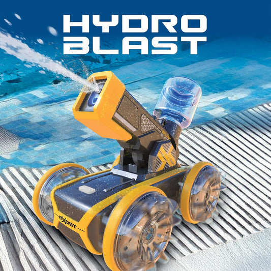Exost Hydro Blast RC Car for Kids with Water Blaster and Dual Land and Water Mode | Shoots Water up to 5 Metres with Auto Refill | 2 Speed Settings, 2.4GHz Remote, Rechargeable Battery 5+