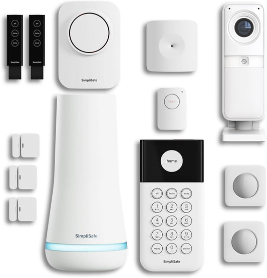 Wireless Home Security Systems | 13 Piece Smart Home Alarm Systems with HD Indoor Security Camera | Mobile App & Works with Alexa | Professional Monitoring Available | Easy DIY Install