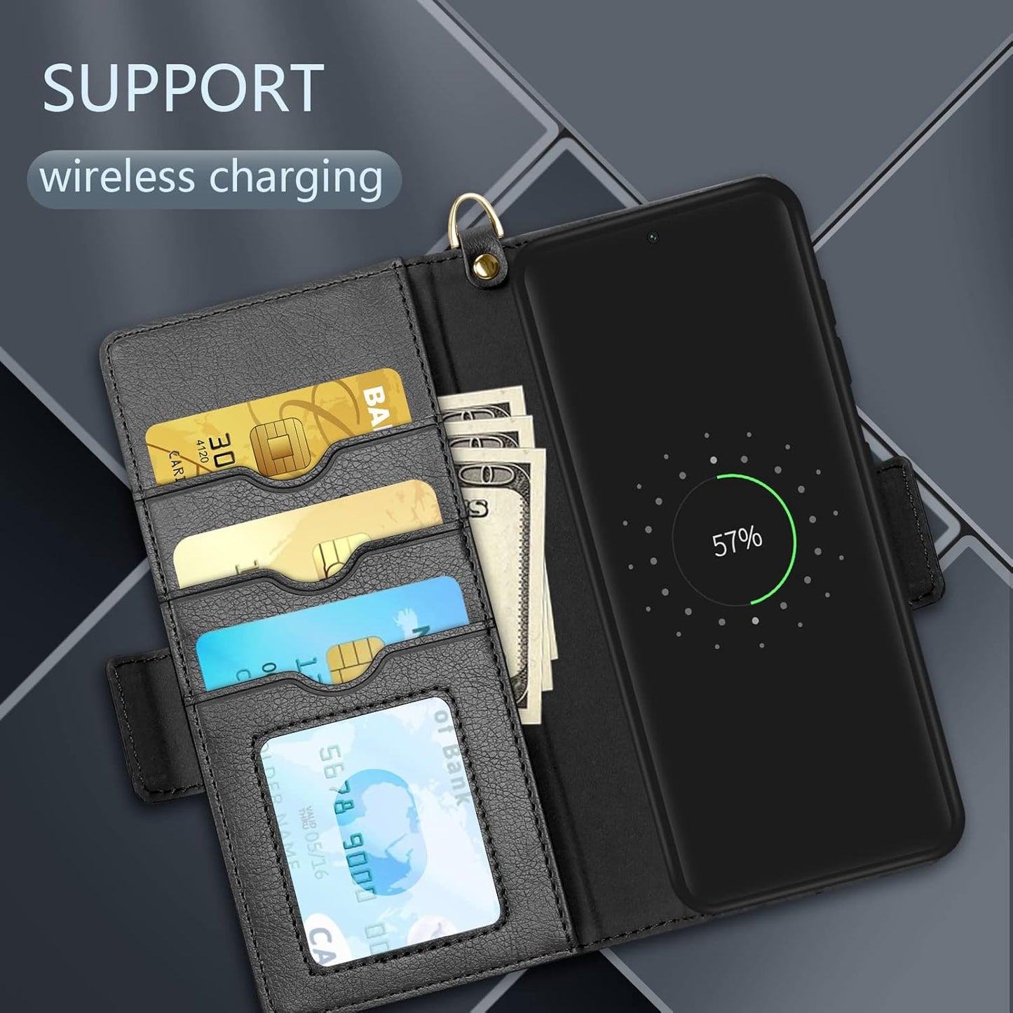 Skycase Samsung Galaxy S22 Ultra 5G Case,[Magnetic Detachable] [Kickstand] S22 Ultra Flip Folio Wallet Case with Card Slots and Detachable Hand Strap for Galaxy S22 Ultra 6.8" 2022,Black