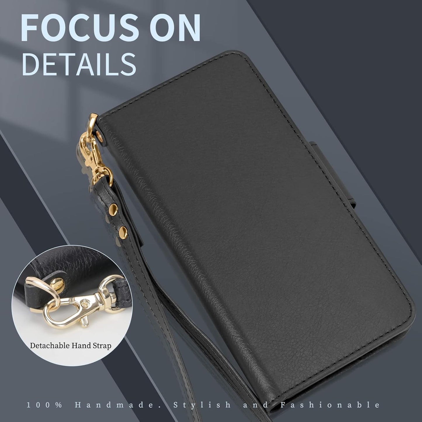 Skycase Samsung Galaxy S22 Ultra 5G Case,[Magnetic Detachable] [Kickstand] S22 Ultra Flip Folio Wallet Case with Card Slots and Detachable Hand Strap for Galaxy S22 Ultra 6.8" 2022,Black