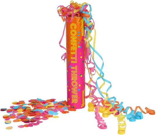 Talking Tables 1 x Streamers & Confetti Cannon, Double Sided for Birthdays Weddings, Rainbow Coloured Eco Paper Party Thrower Paper Shooter Biodegradable Plastic-Free 22 cm