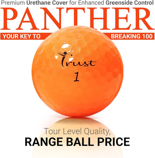 Trust Golf Ball Panther | Engineered to Break 100 | Big MAX Core for Maximum Distance & Precision Flight | Ultra-Soft Feel with Urethane Cover for Stopping Power (12 Balls, White/Yellow/Orange)