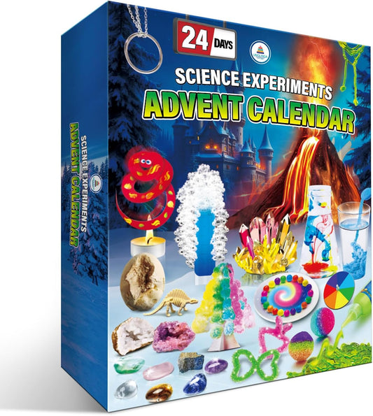 Science Advent Calendar 2025 for Kids - 24 Days of S.T.E.M Experiments Chemistry Set, Crystal, Gemstones, Magic, Christmas Birthday Countdown Toys Gifts for Boys Girls