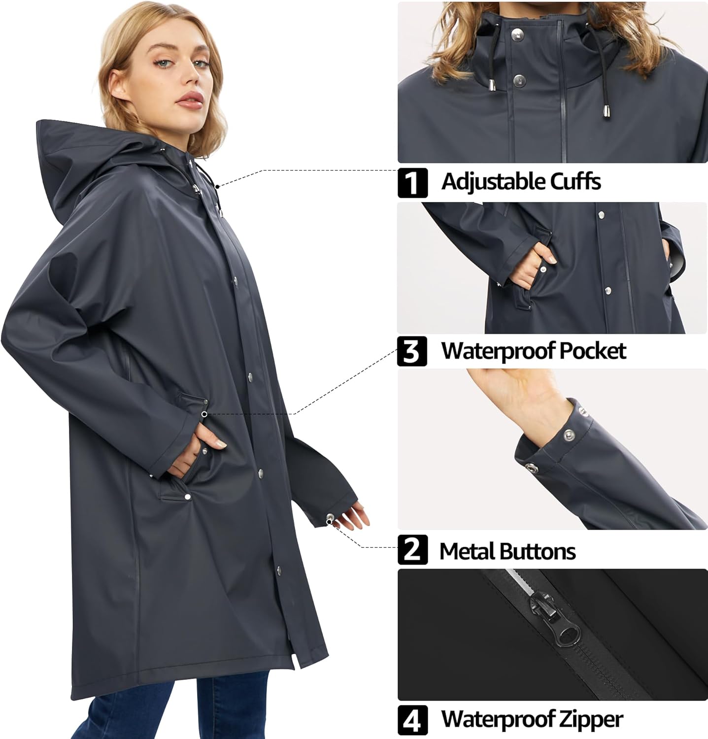 size small Raincoat for Women Rain Jackets Waterproof Breathable Windbreaker Outdoor Ladies Lightweight Coat