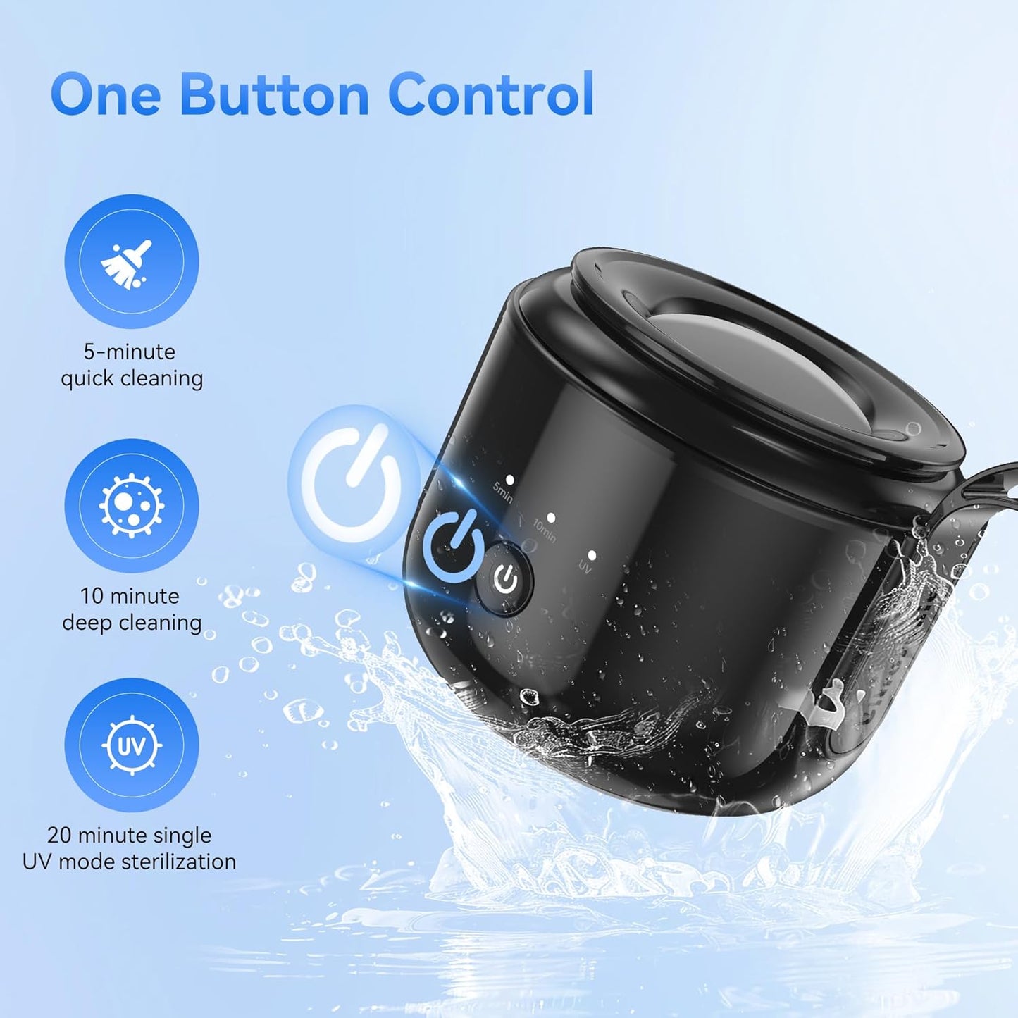 Ultrasonic Retainer Cleaner Machine, 45kHz Portable Dental Cleaning for Dentures Cleaner, Mouth Guard Cleaner, Night Guard Cleaner, Aligner Cleaner, Jewelry Cleaner, Toothbrush Heads