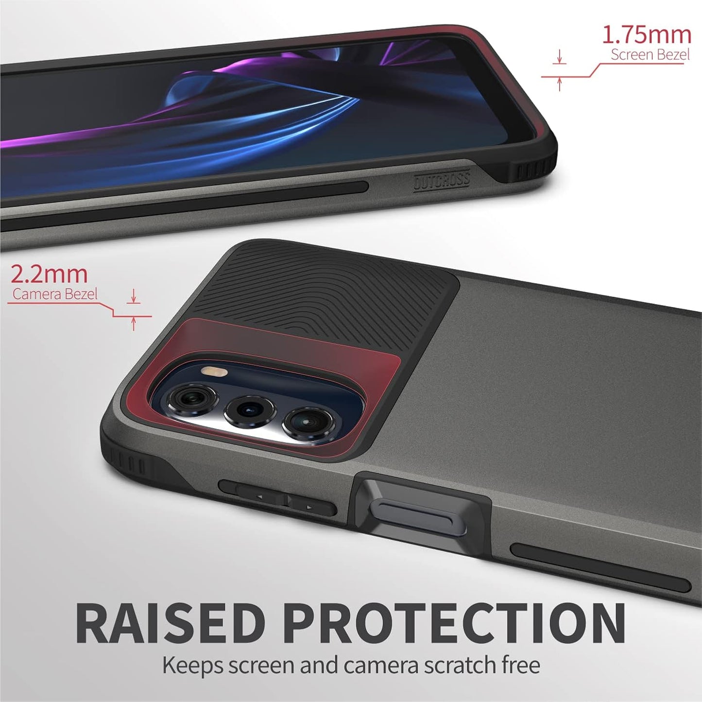 VENA OutCross for Motorola Moto G 5G Case, Military Grade Drop Protection, Dual Layer Shockproof Protective Phone Case - Graphite Gray/Black