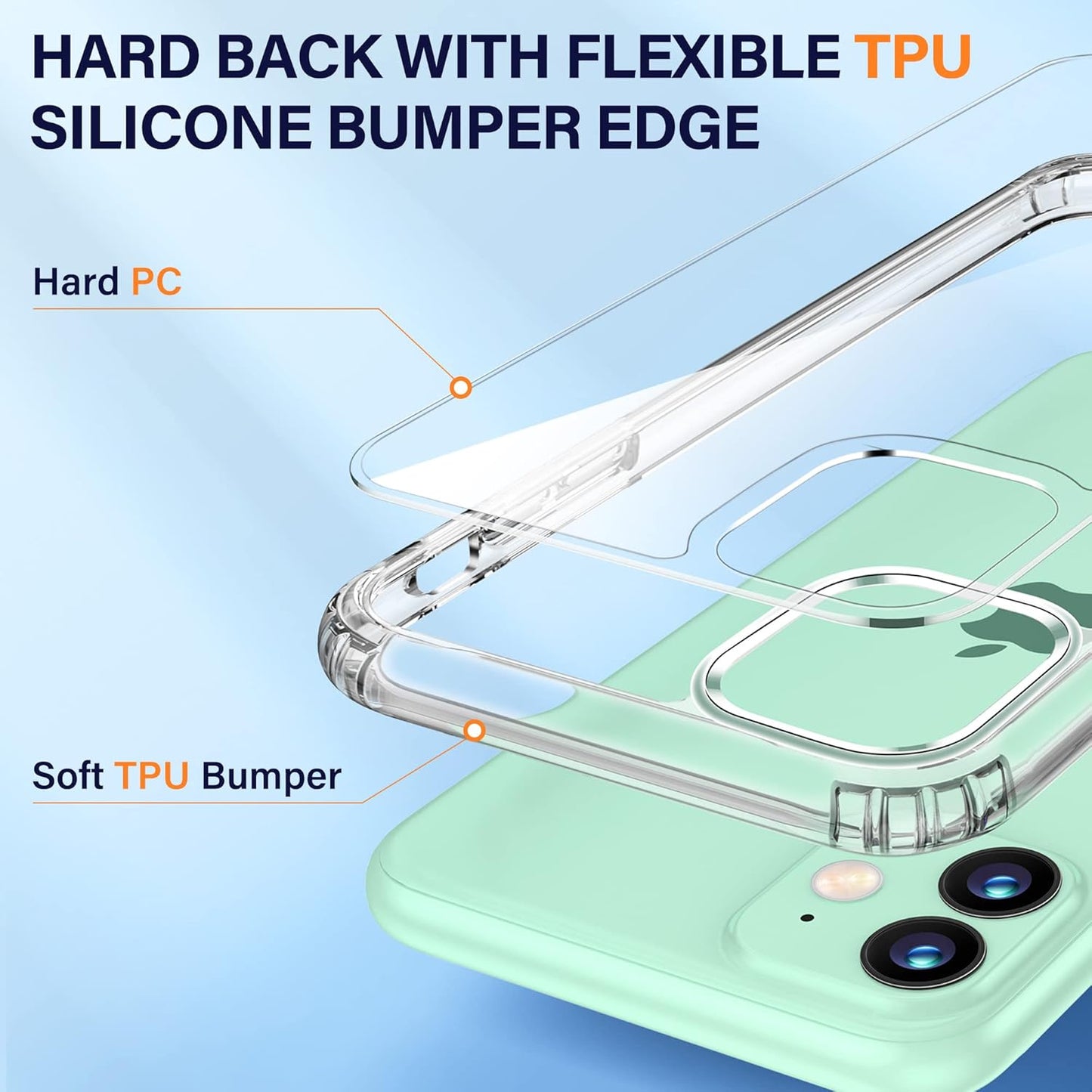 iPhone 11 Case, Clear Silicone Shockproof Protective Phone Cover for iPhone 11 Case - Transparent