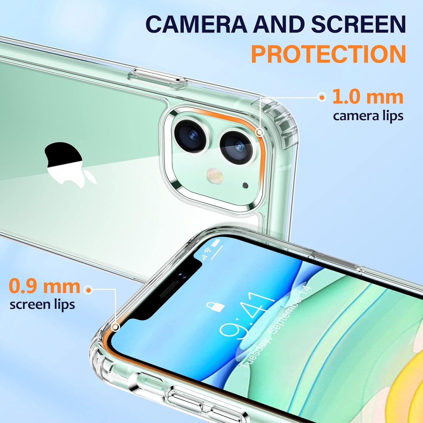 iPhone 11 Case, Clear Silicone Shockproof Protective Phone Cover for iPhone 11 Case - Transparent