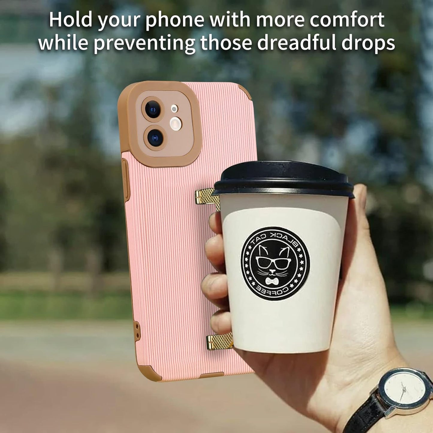 Vunake for iPhone 12 Case iPhone 12 Pro Case with Kickstand Luxury Metal Foldable Stand Case for Girls Shockproof Soft TPU Bumper Case Anti-Scratch Protective Case Cover for iPhone 12/12 Pro-Pink