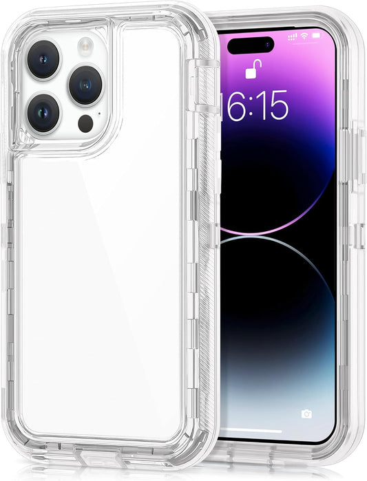Vunake for iPhone 14 Pro Case Clear 3 in 1 Hybrid Hard PC Bumper Soft TPU Back Heavy Duty Protective Case Anti-Yellowing Dual Layer Shockproof Case Cover for iPhone 14 Pro Phone Case,Transparent