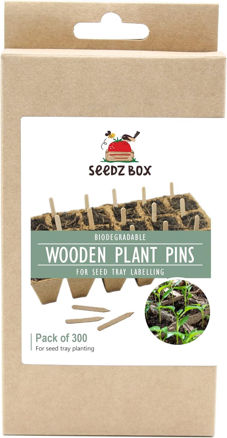Wooden Plant Labels for Outdoor and Indoor Plants - 300 x Premium Birch Seedling Plant Labels - Mark with Pencil Ball-Point or Marker Pen - Less Smudging - Seedzbox