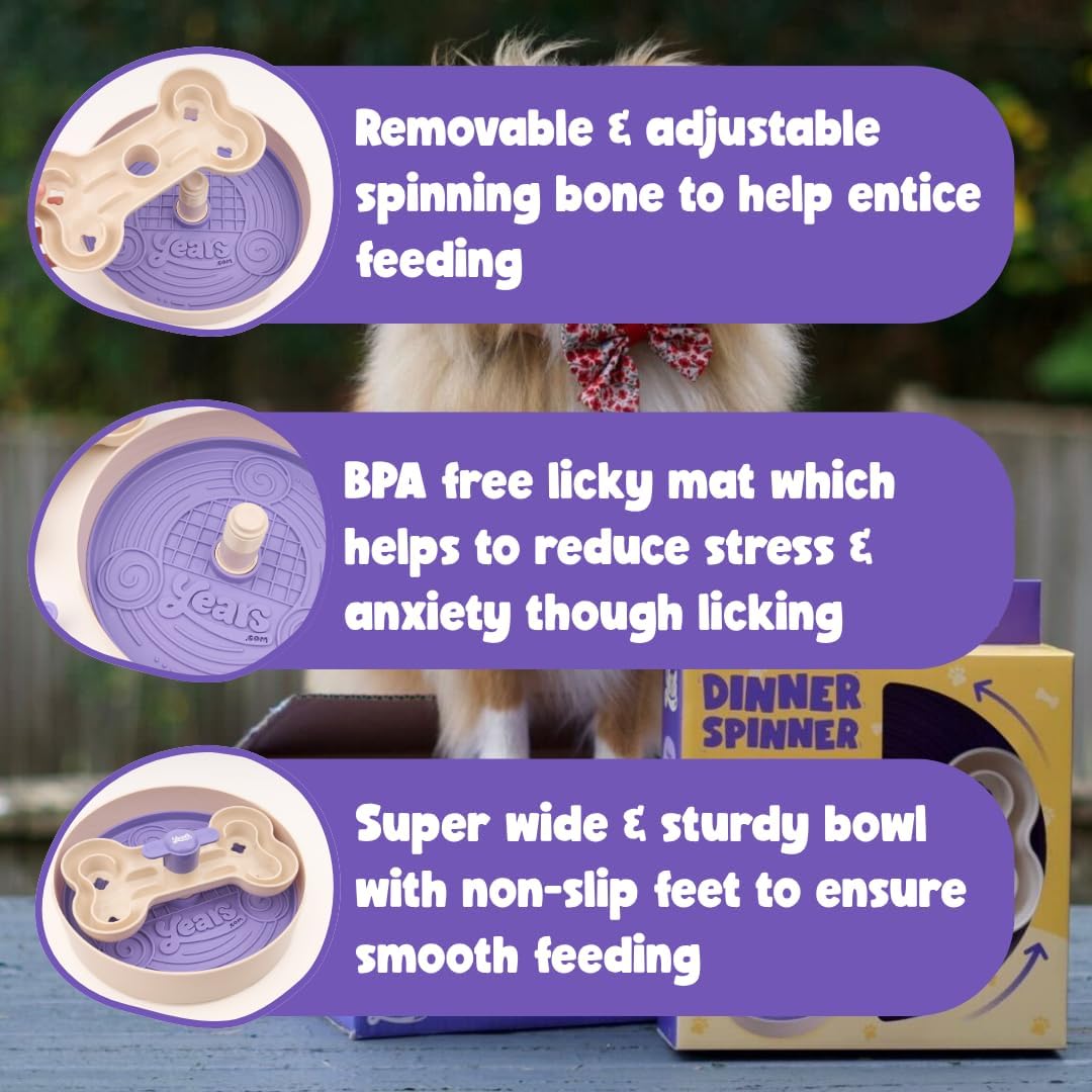 3-in-1 Dinner Spinner Interactive Dog Food Puzzle Slow Feeder and Enrichment Bowl | Boost Mental Stimulation & Entices Fussy Eaters