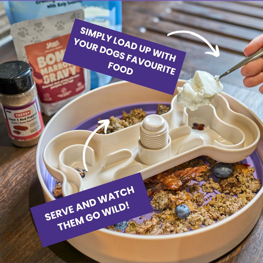 3-in-1 Dinner Spinner Interactive Dog Food Puzzle Slow Feeder and Enrichment Bowl | Boost Mental Stimulation & Entices Fussy Eaters