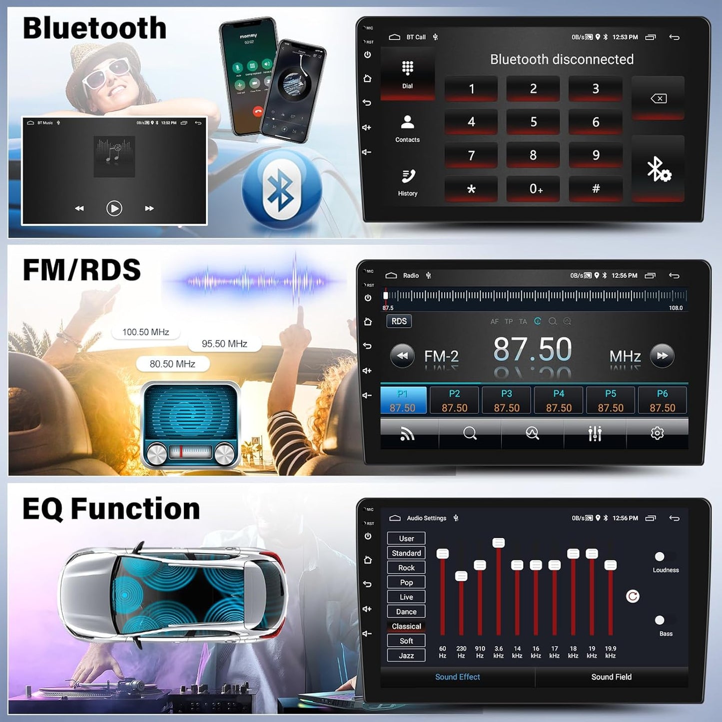 Android 13 2G+64G Car Radio for Audi A3 2008-2012, 9" Touchscreen Car Stereo with Wireless Carplay Android Auto Bluetooth GPS Navi WiFi Mirror Link SWC+ Backup Camera Mirror Link