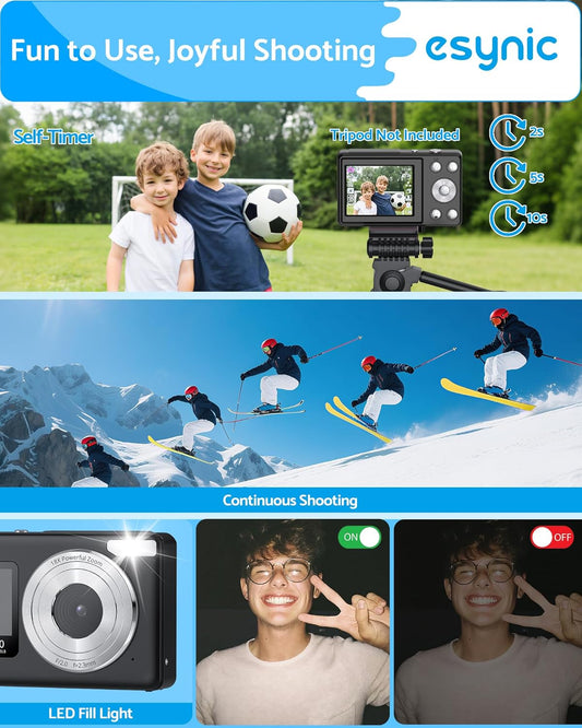 4K 48MP Compact Digital Camera Vintage 18X Zoom Autofocus Portable Travel Camera| 32G SD Card|PC Transfer |Selfie Screen for Vlogging,Photography,Gift for Beginner,Kids,Teens,Students-Black